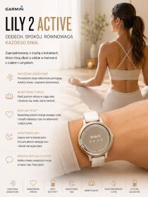 Obrazek 2 dla: Garmin Lily 2 Active Lunar Gold z paskiem silikonowym w kolorze Bone [0100289100]