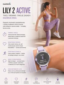 Obrazek 2 dla: Garmin Lily 2 Active Srebrny z paskiem silikonowym w kolorze Purple Jasmine [0100289101]