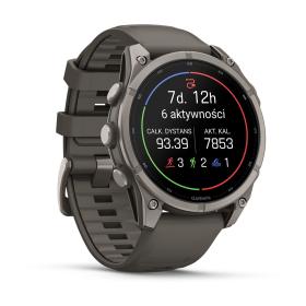 Obrazek 2 dla: Garmin Fenix 9 Standard  47mm Tytanowy z silikonowym paskiem w kolorze Pebble Gray [0100476201]