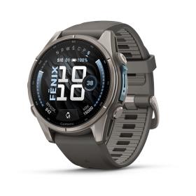 Obrazek dla: Garmin Fenix 9 Standard  43mm Tytanowy z silikonowym paskiem w kolorze Pebble Gray [0100476111]