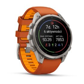 Obrazek 2 dla: Garmin Fenix 9 Pro inReach  47mm Tytanowy z silikonowym paskiem w kolorze Autumn Orange / Spark Orange [0100433601]