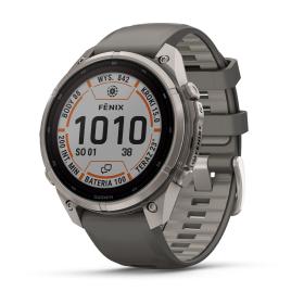 Obrazek dla: Garmin Fenix 9 Pro SOLAR inReach  47mm Tytanowy z silikonowym paskiem w kolorze Pebble Gray [0100433801]