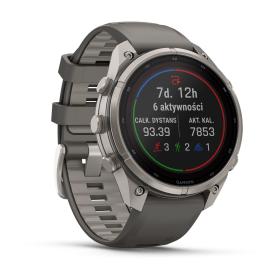 Obrazek 2 dla: Garmin Fenix 9 Pro SOLAR inReach  47mm Tytanowy z silikonowym paskiem w kolorze Pebble Gray [0100433801]