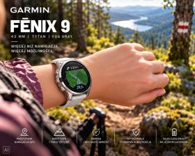 Obrazek 2 dla: Garmin Fenix 9 Standard  43mm Tytanowy z silikonowym paskiem w kolorze Fog Gray [0100476101]