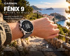 Obrazek 2 dla: Garmin Fenix 9 Standard  51mm Tytanowy z silikonowym paskiem w kolorze Pebble Gray [0100476301]