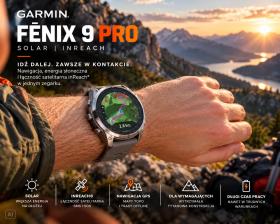 Obrazek 2 dla: Garmin Fenix 9 Pro SOLAR inReach  51mm Tytanowy z silikonowym paskiem w kolorze Pebble Gray [0100433901]