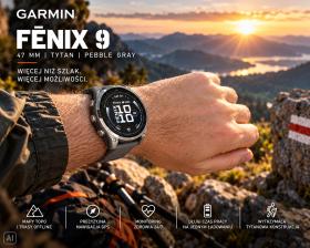 Obrazek 2 dla: Garmin Fenix 9 Standard  47mm Tytanowy z silikonowym paskiem w kolorze Pebble Gray [0100476201]